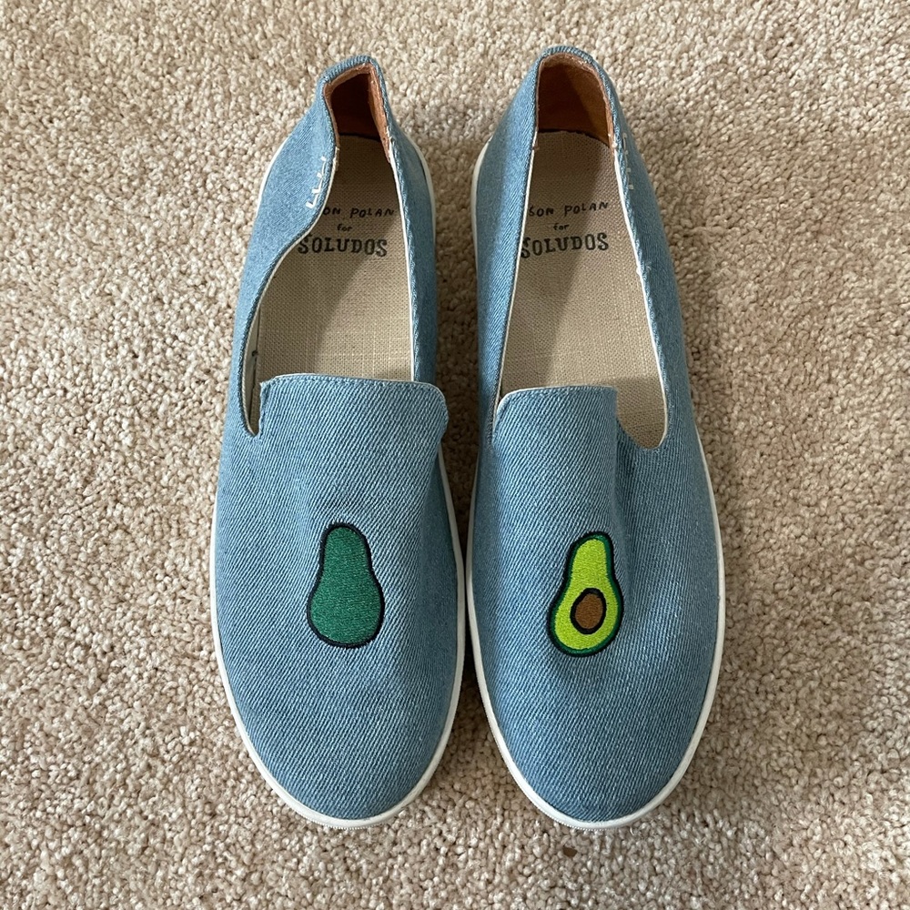 Soludos x Jason Polan denim slip on sneakers 🥑